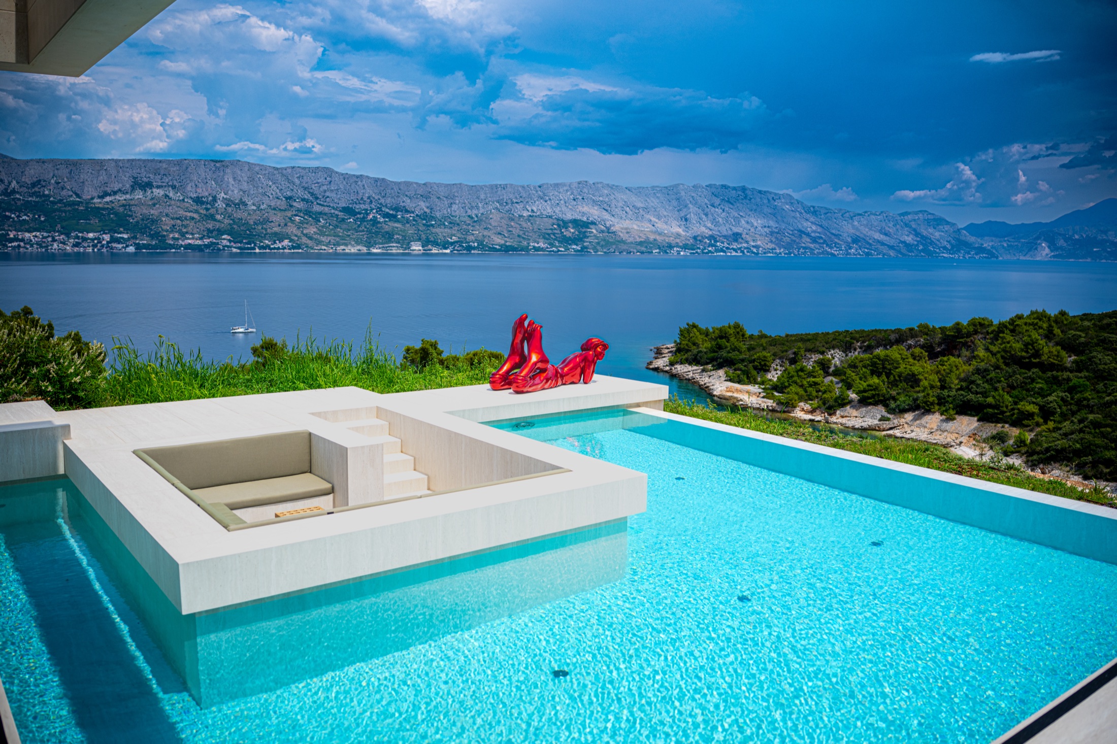 Infinity pool overlooking the Adriatic and mountains of Brac